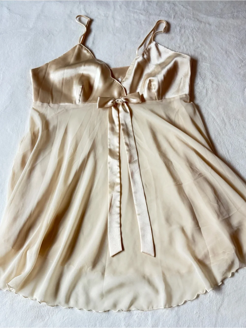 Victoria's Secret Ivory Satin Bow Babydoll Top
